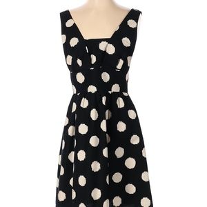 Women's Ladies size 2P Black White polka dot dress ANN TAYLOR LOFT